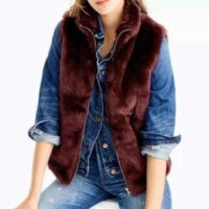 NWT, Jcrew faux fur vest, Marron/Burgundy, Size S